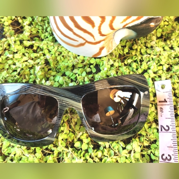 GIORGIO ARMANI Black Grey Striped Vtg Oversized GA 205/S BK6 Logo Sunglasses EUC - Picture 12 of 16